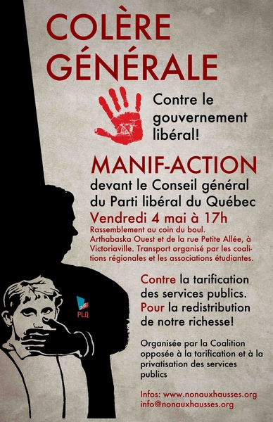 tract-opposition-à-tarification-et-privatisation-des-services-publics illustration-contestation-populaire-politique-néolibérale-au-Québec
