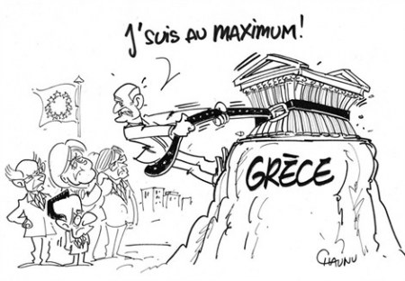 symbole-UE-exigences-d'austérité en Grèce illustration-Grèce-austérité-exigée-et-régression-subie