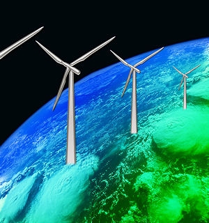 symbole énergie renouvelable : vent illustration éoliennes pour alternative écologique