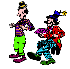exemple de mise au point comique bottage de fesses pour des clowns