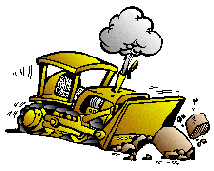 illustration avec bulldozer arrachant rochers