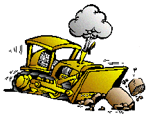 symbole pour saccage des terres illustration avec bulldozer arrachant rochers