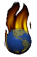symbole 2 pour voie destructive de la Planète Terre illustration avec Planète Terre en feu