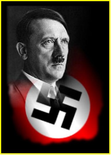 montage image de Hitler sur emblme du parti nazi, la svastika