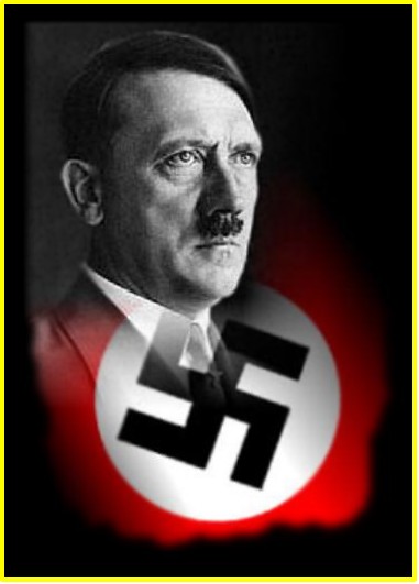 une personnification du pouvoir totalitaire montage image de Hitler sur emblème du parti nazi, la svastika