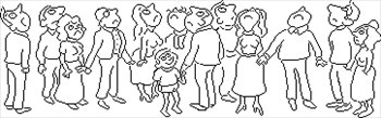 dessin d'un public réceptif image d'une foule attentive, regardant en l'air