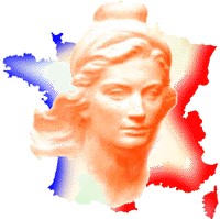 allégorie de la République Française représentation de la Marianne RF sur carte tricolore