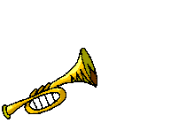 symbole pour moyen d'alarme illustration avec trompette bondissante émettant notes de musique
