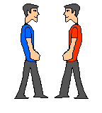 figuration pour bagarre entre monétaristes et fiscalistes illustration par personnages, maillot bleu ou rouge, se frappant à coup de poing