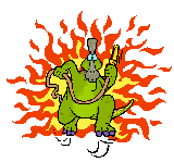 illustration avec dragon gnrant feu et portant lance  incendie