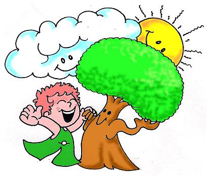 symbole pour paradigme de vie, épanouissement de l'être illustration par enfant joyeux sous l'oeil attendri des forces de Vie