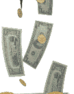 illustration avec pluie d'argent : billets et pices