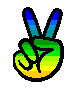 symbole d'optimisme pour la cause palestinienne illustration avec main irisée faisant V de la victoire