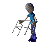 exemple de personne handicapée illustration avec mémé testant déambulateur
