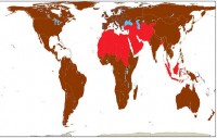 zones d'expansion de l'Islam sur la planisphère zones d'expansion de l'Islam en rouge sur la planisphère