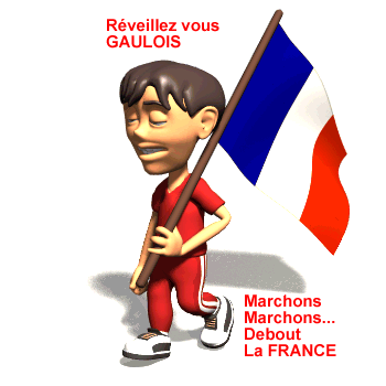illustration avec manifestant, tenue sportive rouge, tenant drapeau tricolore franais