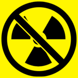 illustration avec logo jaune et noir d'interdiction du nuclaire