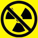 symbole du rejet de l'industrie nucléaire illustration avec logo jaune et noir d'interdiction du nucléaire