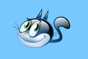 La fidélité est dans la culture et l’infidélité dans la nature... smiley sur fond bleu, tête ronde de chat, remuant queue