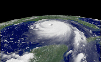 photo satellite du cyclone Katrina, dvastateur en Louisianne
