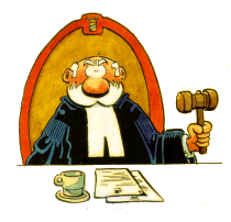 représentation pour institution de la justice illustration par juge présidant avec son marteau de justice