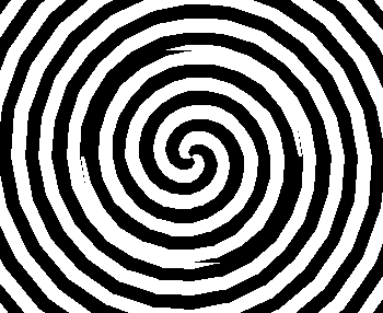 illustration avec spirale anime, circonvolutions noires et blanches