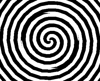 symbole pour spirale d'une crise économique, structurelle illustration avec spirale animée, circonvolutions noires et blanches