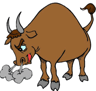 symbole de colère pour défenseur des animaux et citoyen indigné illustration avec taureau, naseaux fumant, oeil mauvais