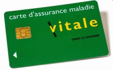 évocation de protection sociale, carte d'assuré illustration par carte vitale d'assuré social, couleur verte