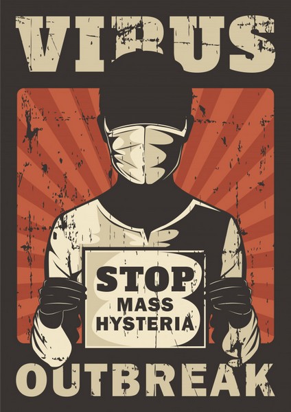 Affiche pour dnoncer l'hystrie des faiseurs de masques sur la dmocratie.
