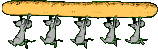illustration avec cinq souris transportant pain.
