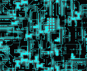 Image anime montrant circuits lctriques bleus en fonction.