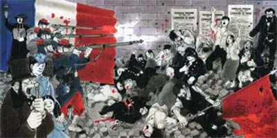 Dessin de Jacques Tardy, voquant massacres de la Commune en 1871, France, Paris.
