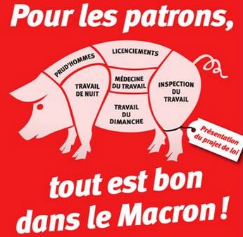 Il faut prendre la mesure de cette réforme de l’assurance-chômage...les mesures envisagées, néolibérales, sont violentes et lourdes de conséquences pour les plus fragiles... Image composée d'un cochon détaillant les parties fines de charcuterie pour réforme...