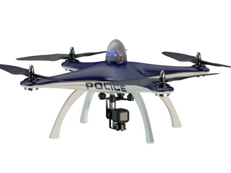Attention à la surveillance de masse biométrique, énorme menace pour les droits de l'homme et notre société civile. Image d'un drone de la police avec caméra.