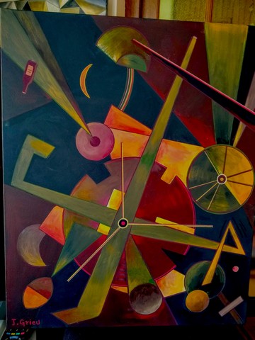 illustration-poème, peinture intitulée -Gilets jaunes- photo tableau, Gilets jaunes.jpg