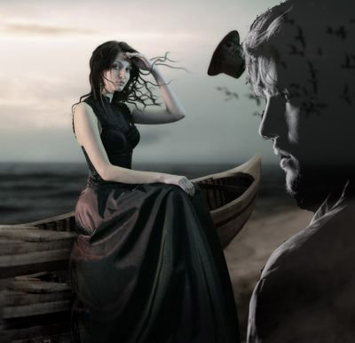 Pour éviter la haine...oublier le mauvais sentiment...en effaçant les ombres... image sombre sur rivage de jeunes gens qui ne se regardent plus.