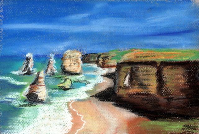illustration-poème, peinture intitulée -Falaises australiennes- photo tableau, falaises australiennes.jpg